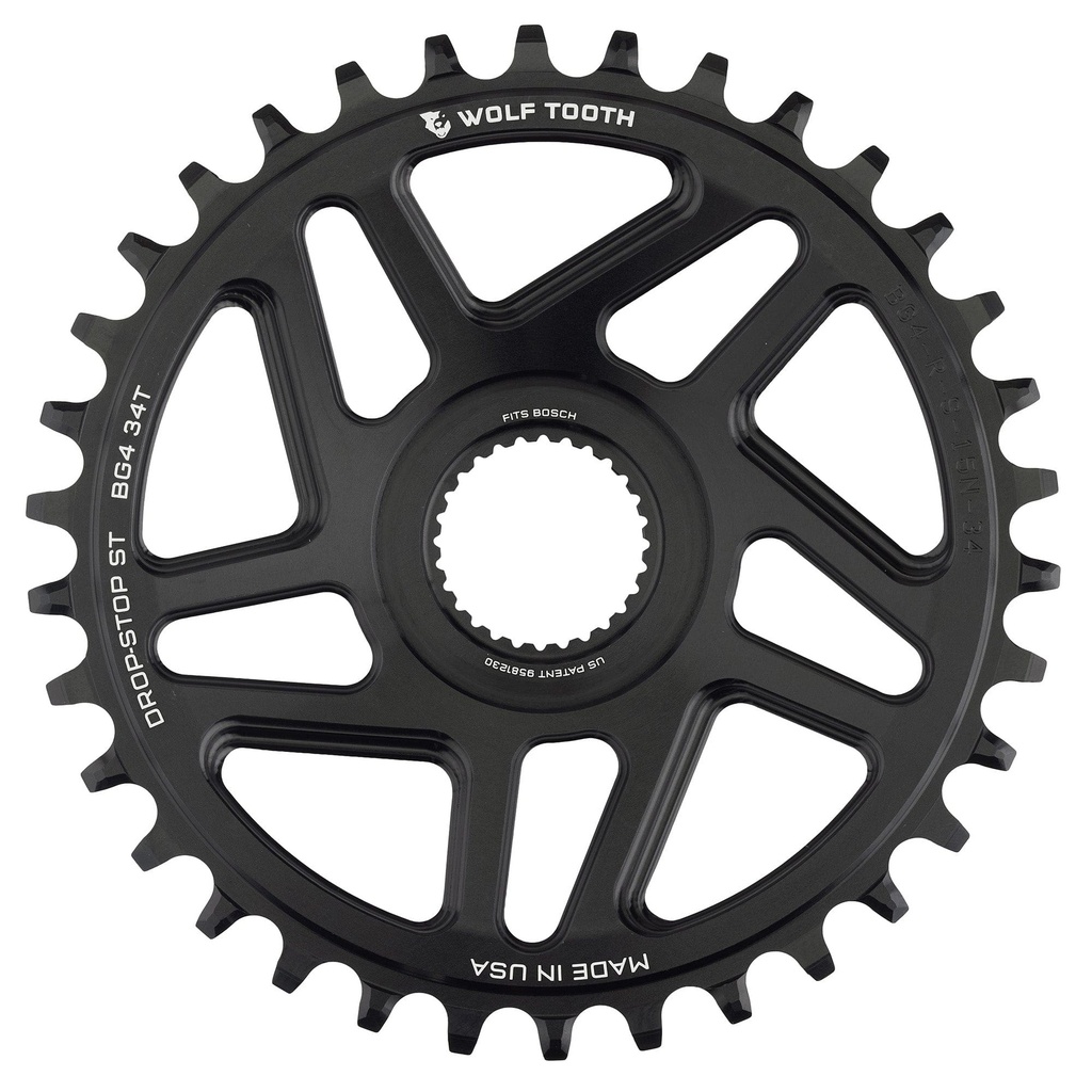 MONOPLATO PARA BICICLETA ELECTRICA BOSH 34T DROP-STOP ST WOLFTOOTH NEGRO  
