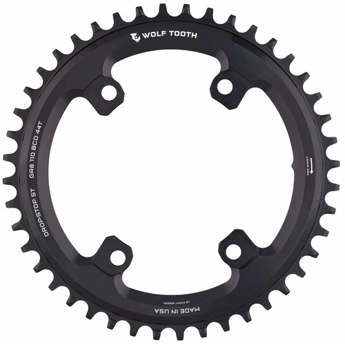 [WT-110GR4-R-S-00F-44] WOLFTOOTH MONOPLATO 110BCDAsymmetric 4-Bolt Chainrings for Shimano GRX Cranks NEGRO 
